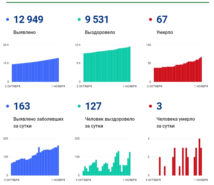 1 ноября: в Брянской области обновлены данные по коронавирусу