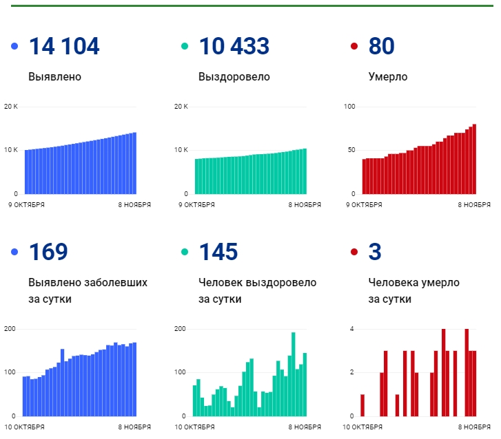 8 ноября: в Брянской области обновлены данные по коронавирусу