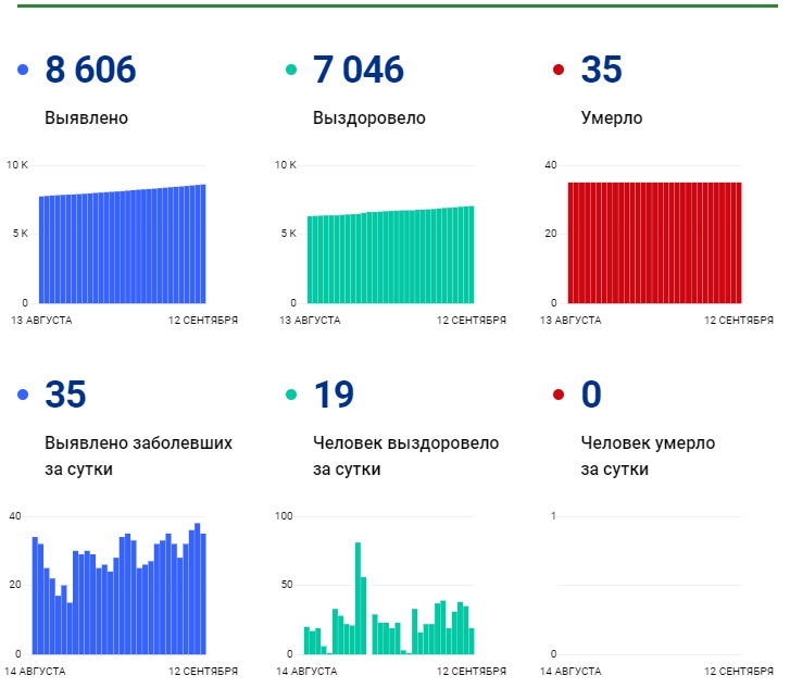 12 сентября: в Брянской области обновлены данные по коронавирусу