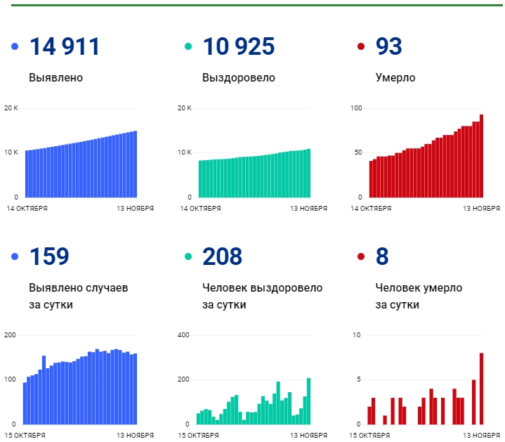 13 ноября: в Брянской области обновлены данные по коронавирусу