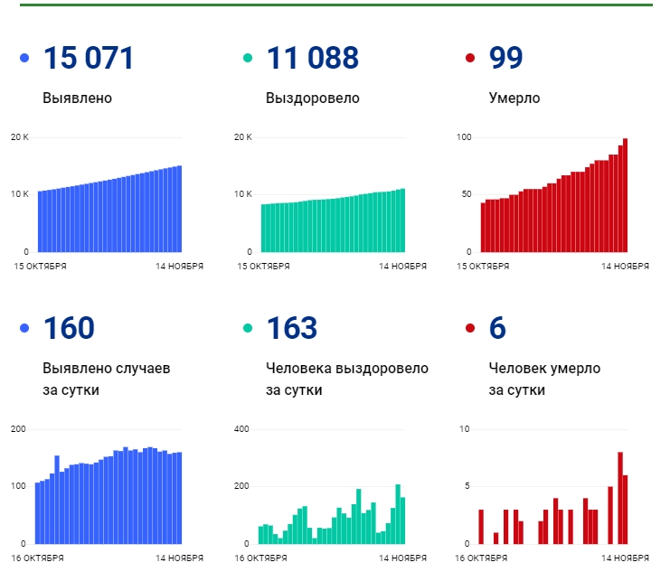 14 ноября: в Брянской области обновлены данные по коронавирусу