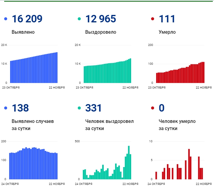 22 ноября: в Брянской области обновлены данные по коронавирусу