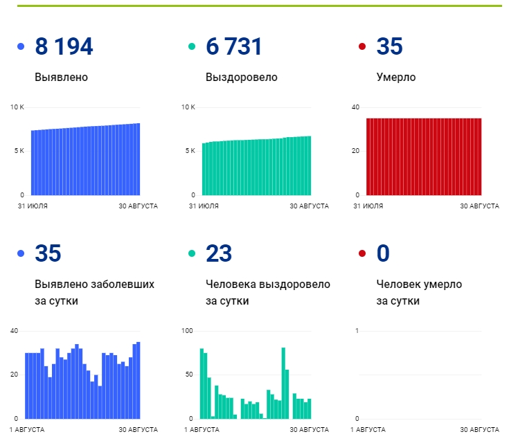 30 августа: в Брянской области обновлены данные по коронавирусу