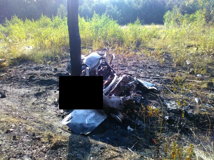 В Клинцовском районе после ДТП сгорел легковой автомобиль, имеются жертвы (18+)