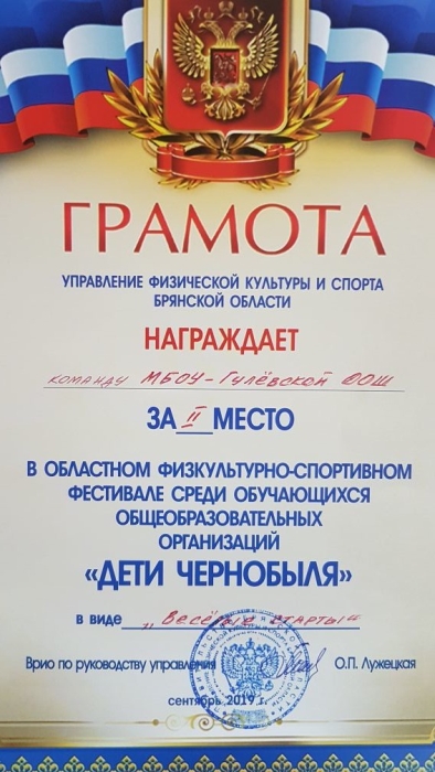 Школьники из Клинцовского района заняли второе место в областном физкультурно-спортивном фестивале  «Дети Чернобыля»