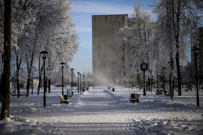 Зима в горпарке Клинцов: снежный фоторепортаж
